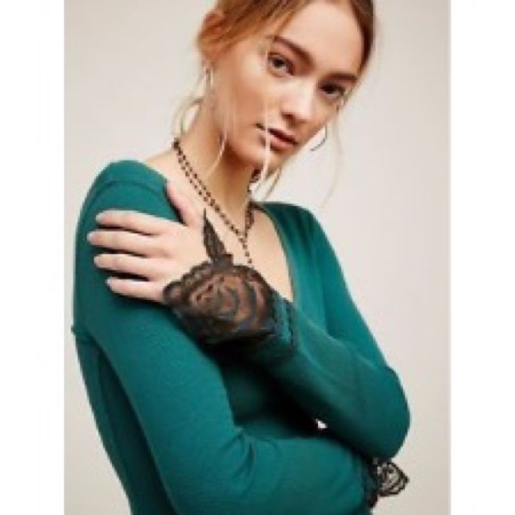 Free People Last Dance Lace Cuff Green Thermal